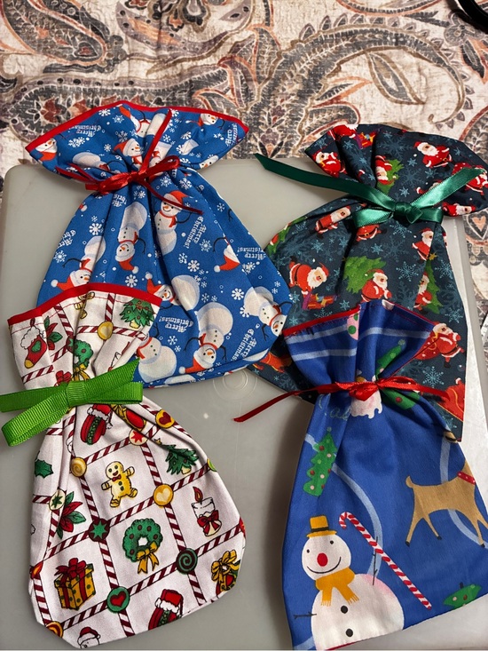 Handcrafted Other - Christmas gift bags small cloth lot of 4